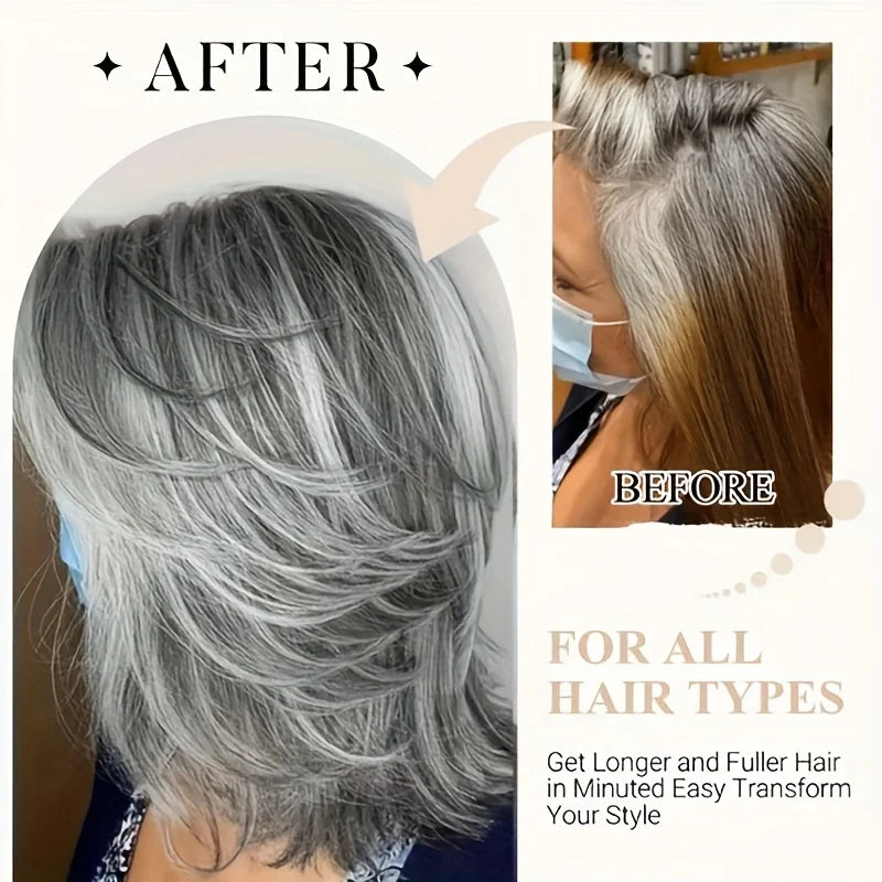Women's silver-gray wavy short synthetic wig, perfect for daily wear