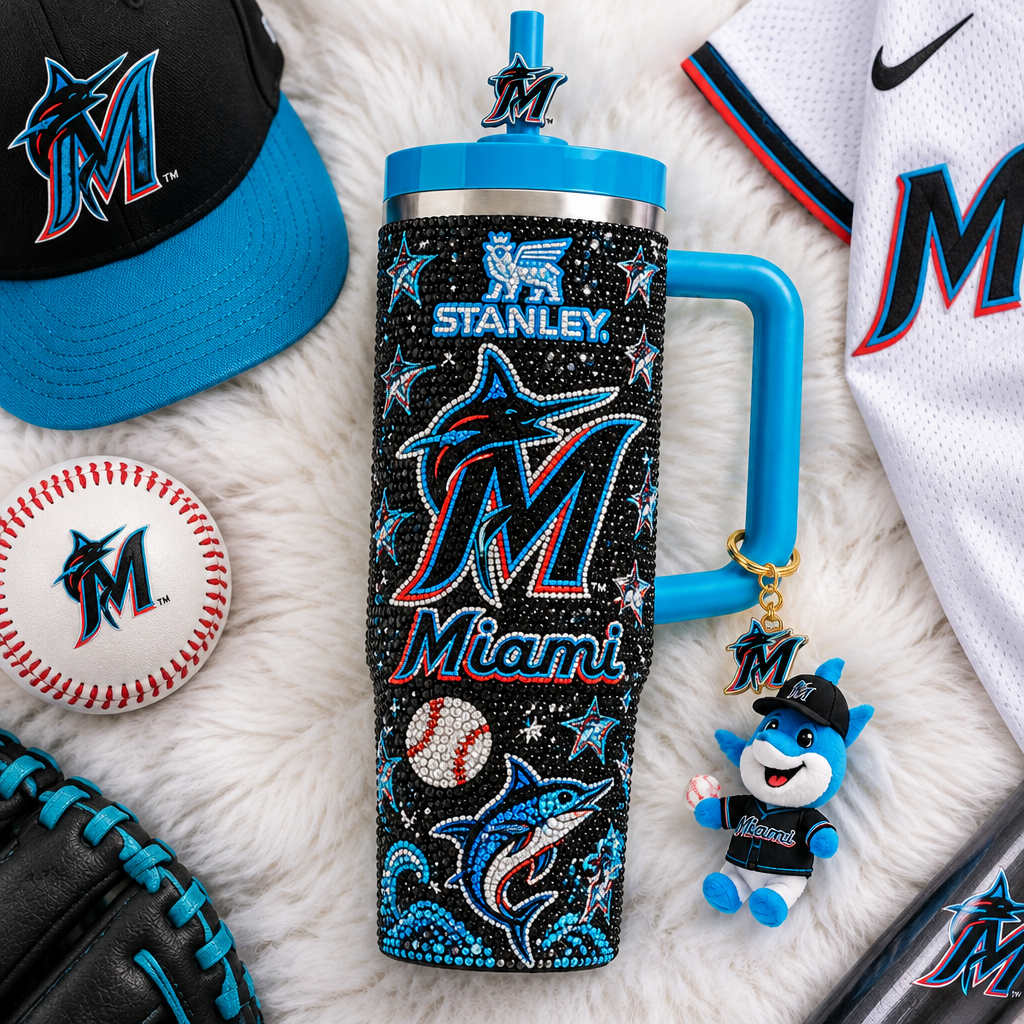 Miami Marlins 40oz Tumbler With Handle TTNL